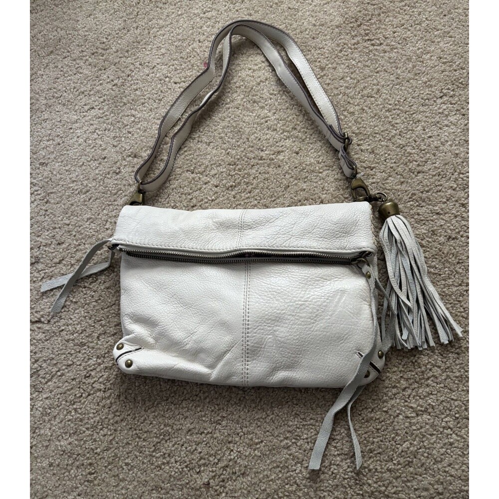 Lucky Brand Real Leather  Foldover Option Shoulder Crossbody Bag White Y2k - Picture 6 of 12